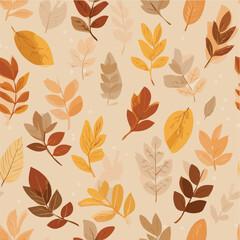 Illustration minimal seamless pattern of autumn leaves