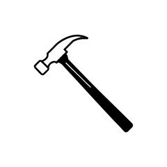 Illustration of a black hammer on transparent background