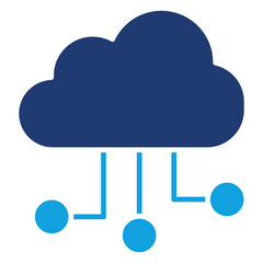 Cloud Hosting Flat Blue Icon