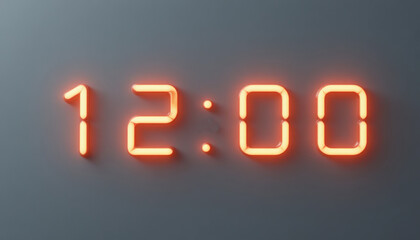 Glowing twelve o'clock digital display for timekeeping, alerts, deadlines and reminders