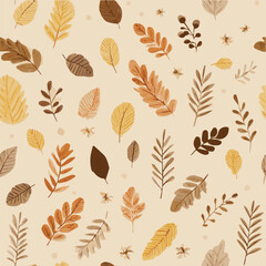 Illustration minimal seamless pattern of autumn leaves