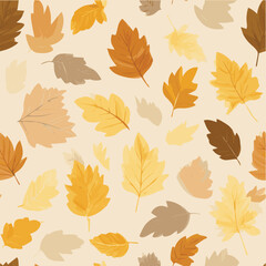Illustration minimal seamless pattern of autumn leaves
