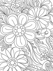 Detailed Black and White Floral Pattern for Coloring