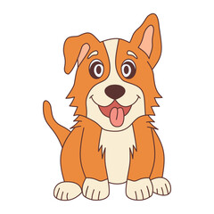 Adorable Sitting Dog Illustration filled style