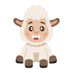 cute sheep sitting illustration flat style
