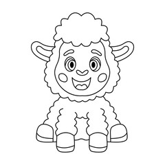 cute sheep sitting illustration outline style