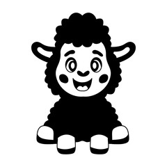 cute sheep sitting illustration solid style