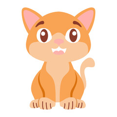 Cute Cat Cartoon Sitting Illustration flat style
