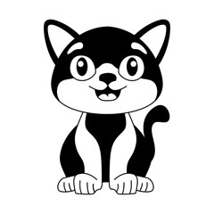 Cute Cat Cartoon Sitting Illustration solid style