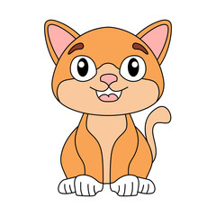 Cute Cat Cartoon Sitting Illustration filled style