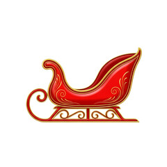 Festive red and gold Christmas sleigh ready for holiday magic