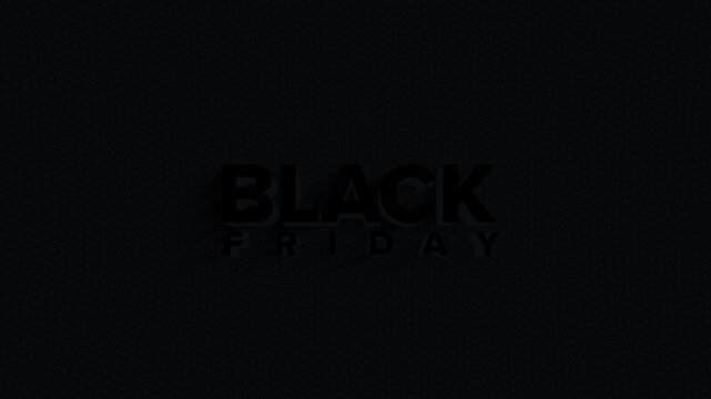 3D Black Friday discount day text presented through black background and metallic letters