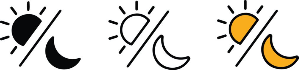 day night icon set vector art design illustration signs graphic