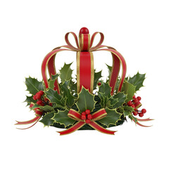 Festive Christmas crown with holly and red berries perfect for the holidays