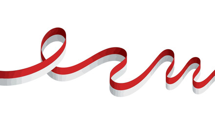 A flowing ribbon design featuring alternating red and white stripes, elegant and decorative.