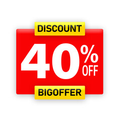 40% Off Discount Label PNG | Red Sale Tag with Big Offer | Modern Promotion Banner on Transparent Background 40% off, discount label png, big offer sale, red sale tag, promotion label, sale banner png