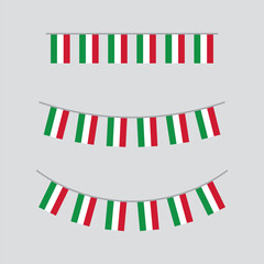 Seamless national flag of Italy party bunting border. Flat design illustration.