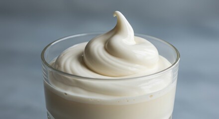 Close-Up of Creamy Whipped Cream in Glass
