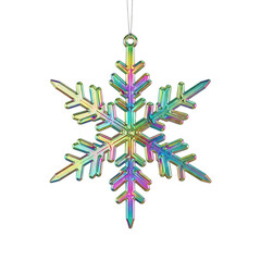 Iridescent snowflake ornament for winter holiday season decorations