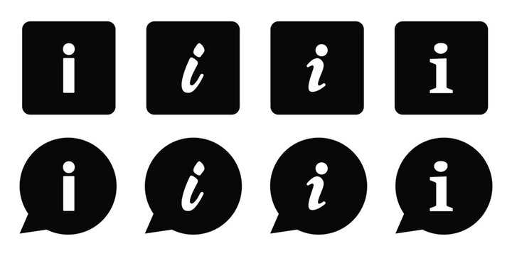 Info icons set. Information icon on isolated on white background. Black info button. vector illustration,