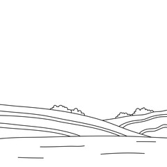 Illustration of natural hill landscape coloring background