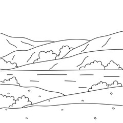 Fototapeta premium Illustration of natural hill landscape coloring background
