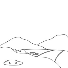 Illustration of natural hill landscape coloring background