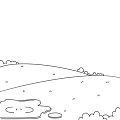 Illustration of natural hill landscape coloring background
