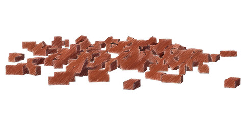 Brick pile isolated transparent background sketch
