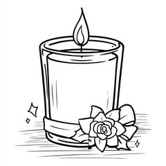 Christmas Candle Easy Coloring Page, coloring page for kids, simple outline illustration. Coloring book.