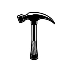 Illustration of a black hammer on transparent background silhouette