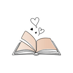 Cute Love Book Minimalist Line Art Illustration