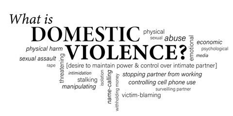 What is domestic violence? black word cloud on transparent background