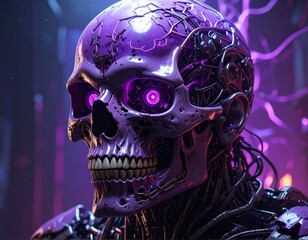 A scary human skull with teeth and a jawbone against a black background is a spooky object perfect for Halloween