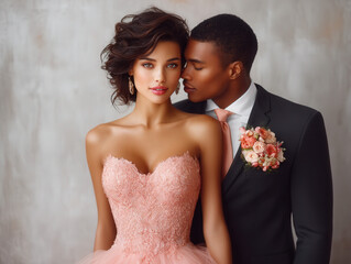 romantic wedding couple in pink