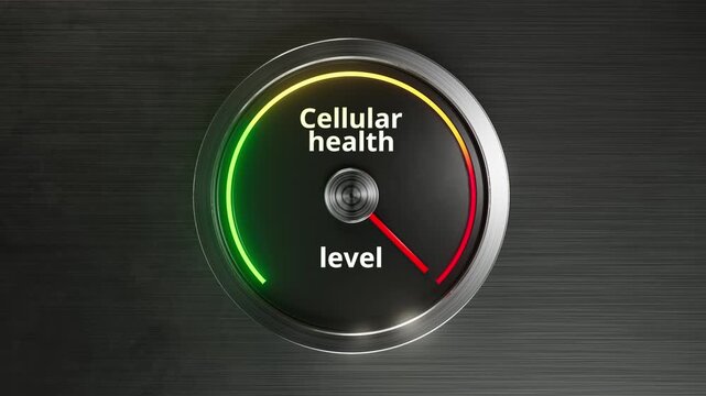 cell health indicator, expert assesses cellular function through advanced metallic interface tools, precise laboratory environment used for monitoring overall cellular health and stability