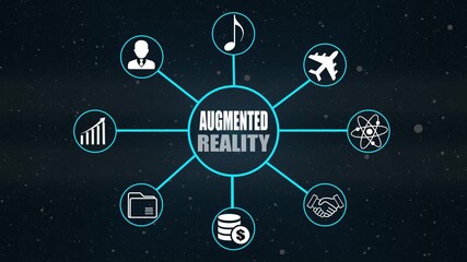 Augmented Reality Concept with Icons Representing Various Industries and Business Functions technology 4k video - Powered by Adobe