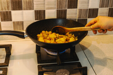 cooking in a pan