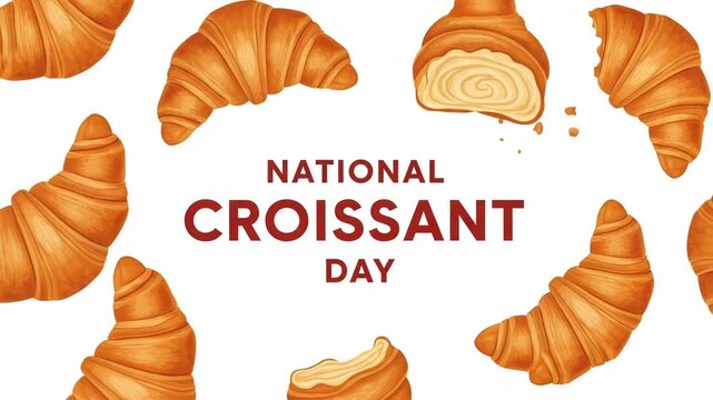 National croissant day celebration with croissants isolated on white background - Powered by Adobe