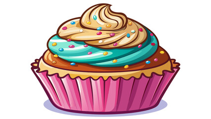 Very beautiful realistic cupcake isolated on transparent background, topped with creamy frosting and delicate sprinkles, perfect for bakery packaging, dessert advertising, or food design projects.