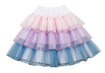 Colorful layered tulle skirt isolated on transparent background, a whimsical fashion piece