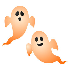 Vector illustration of scary ghost set on transparent background