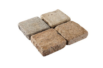 Four paving stones isolated on a white background