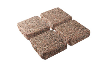 Four paving stones isolated on a white background