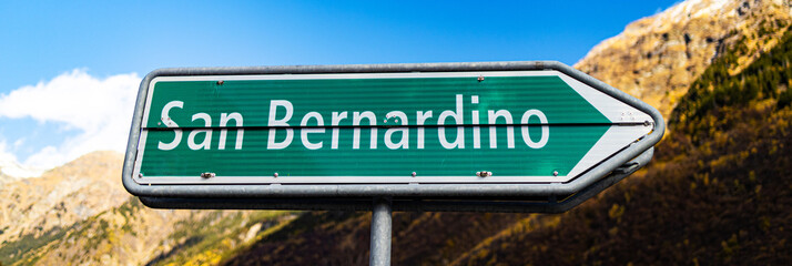 a sign of the san bernardino pass street panorama