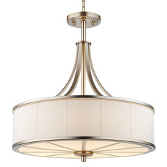 Elegant pendant light features transparent background, showcasing modern design with round shade and gold accents. Perfect for stylish interiors