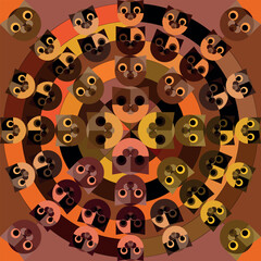 Geometric pattern with cat faces. For printing on fabric.