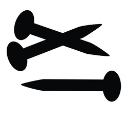 Cute cartoon hand drawn vector set iron nail silhouette.