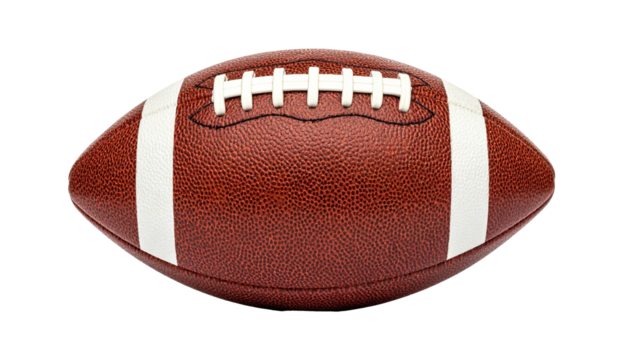Textured football with white laces & stripes, centered
