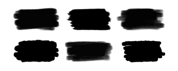 Set of brush strokes with hand-drawn black paint. Rough and artistic brushstroke elements for creative design use. Vector illustration